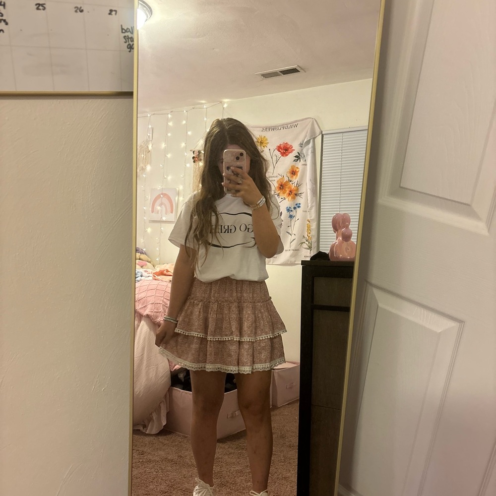 Anthropologie Pink Tiered Skirt